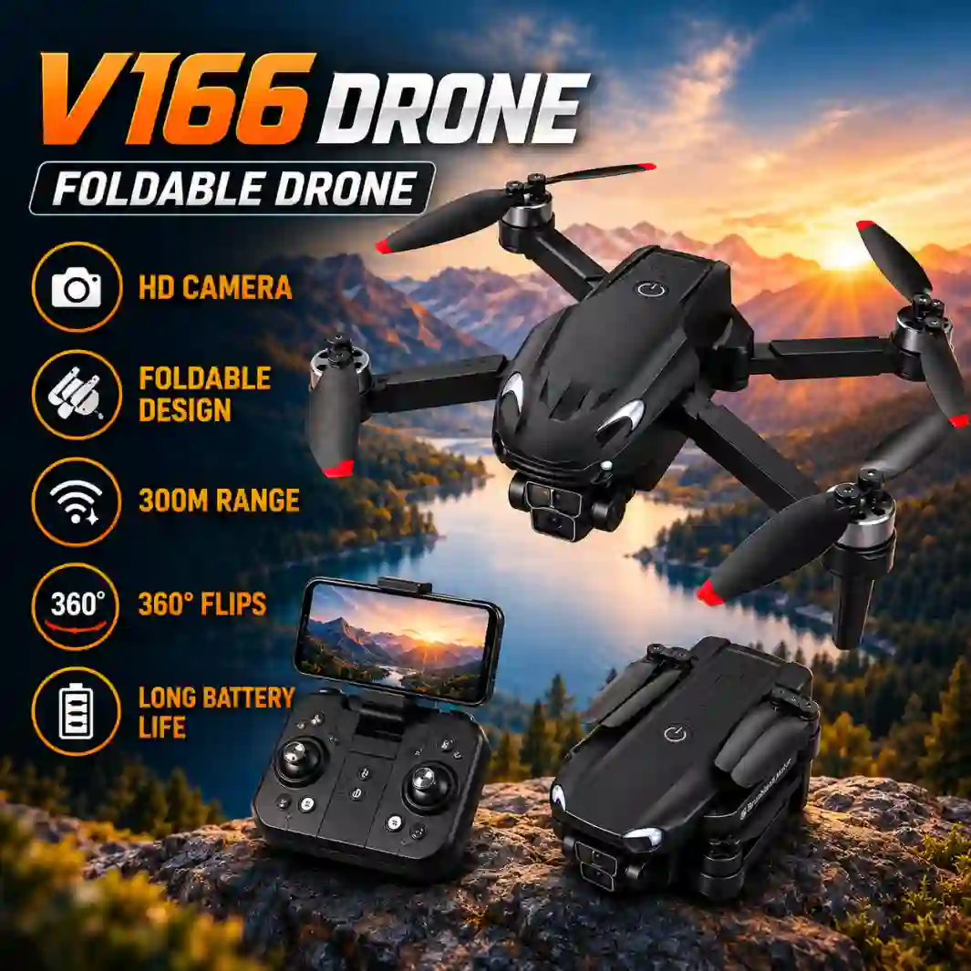 V166 Foldable Drone with HD Camera and 300m Range