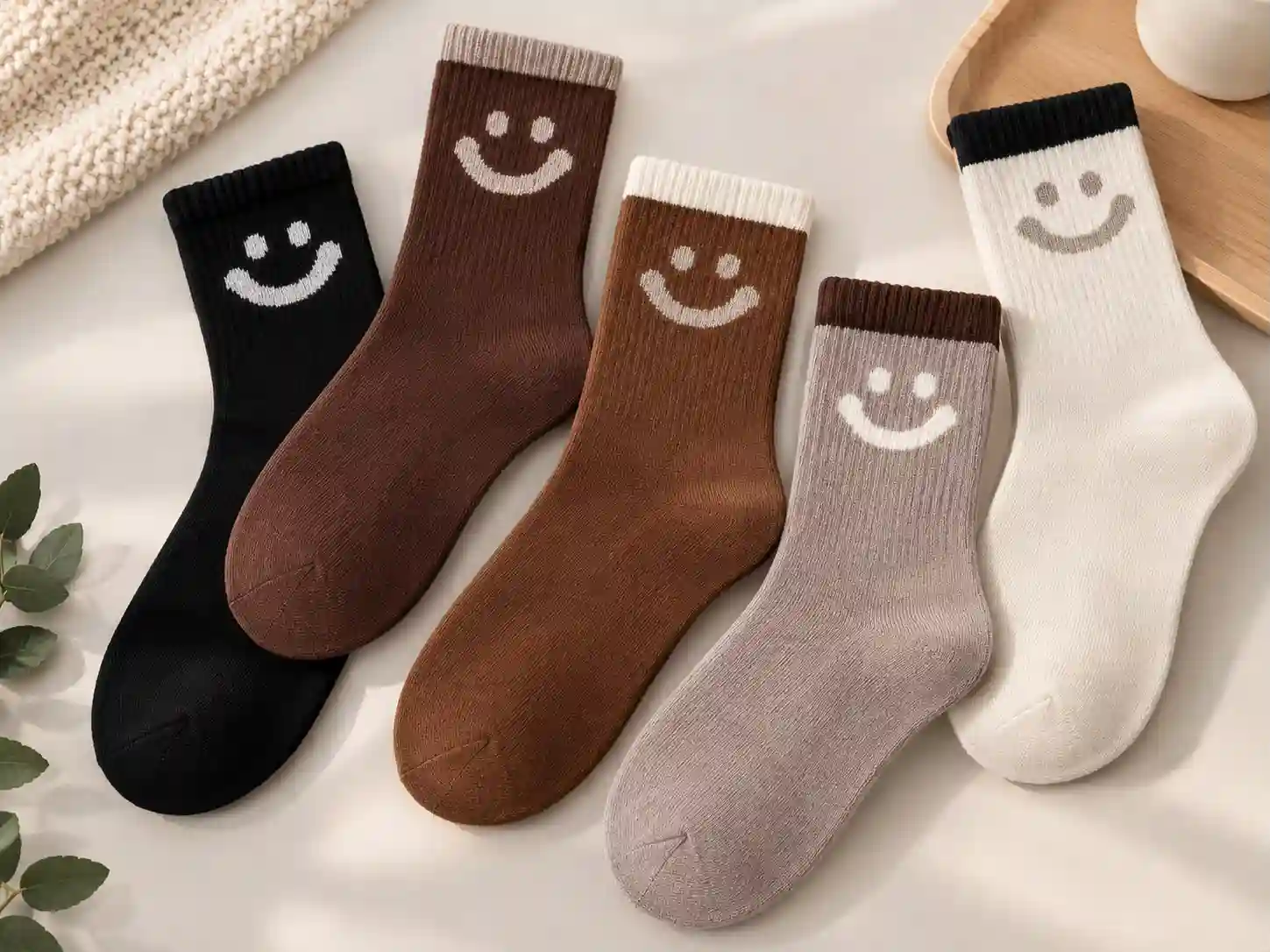 5 Pairs of Women's Thick Cotton Socks – Assorted Colors