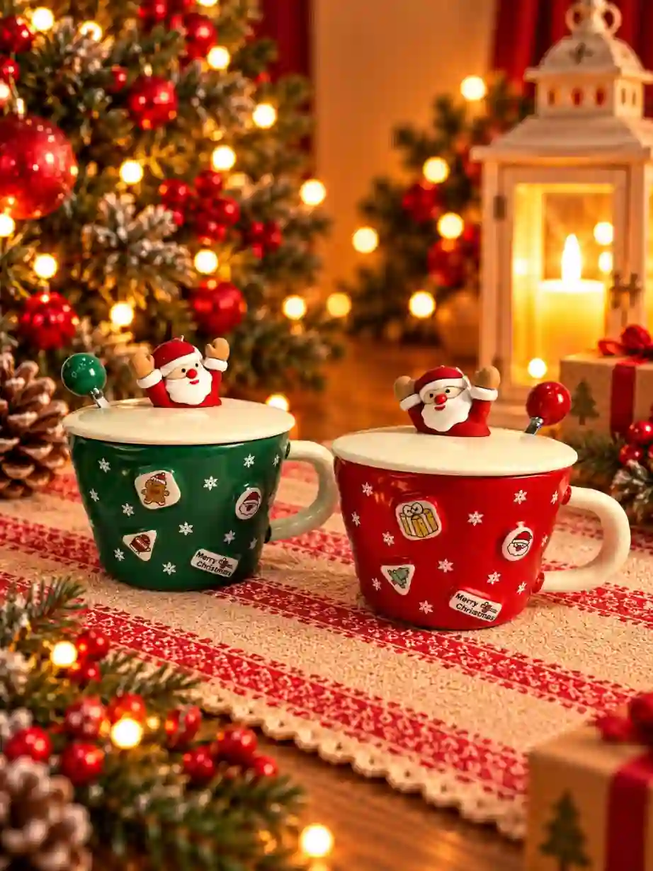 Christmas Mug with Santa Lid & Spoon