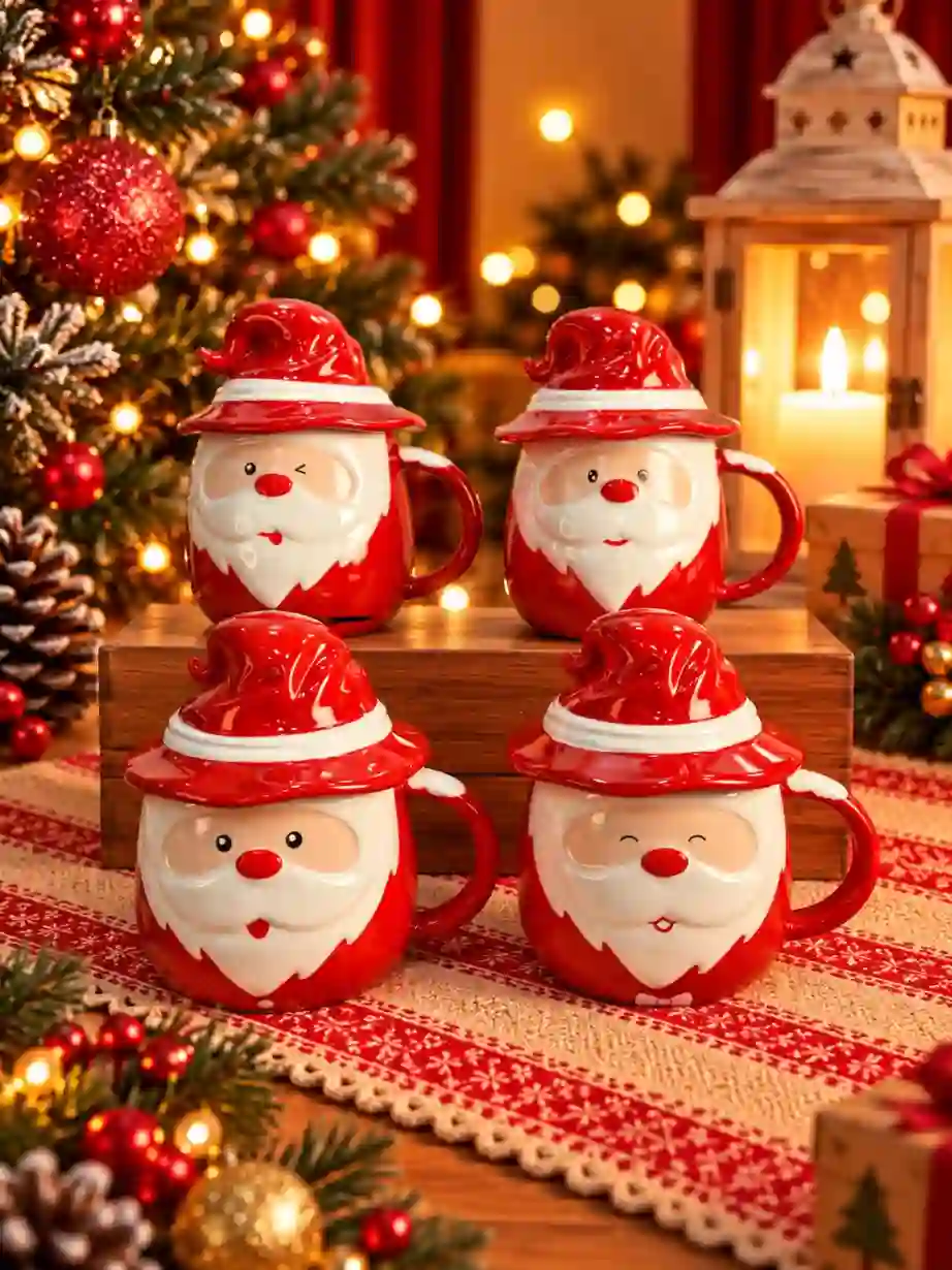 Santa Face Mugs with Lids