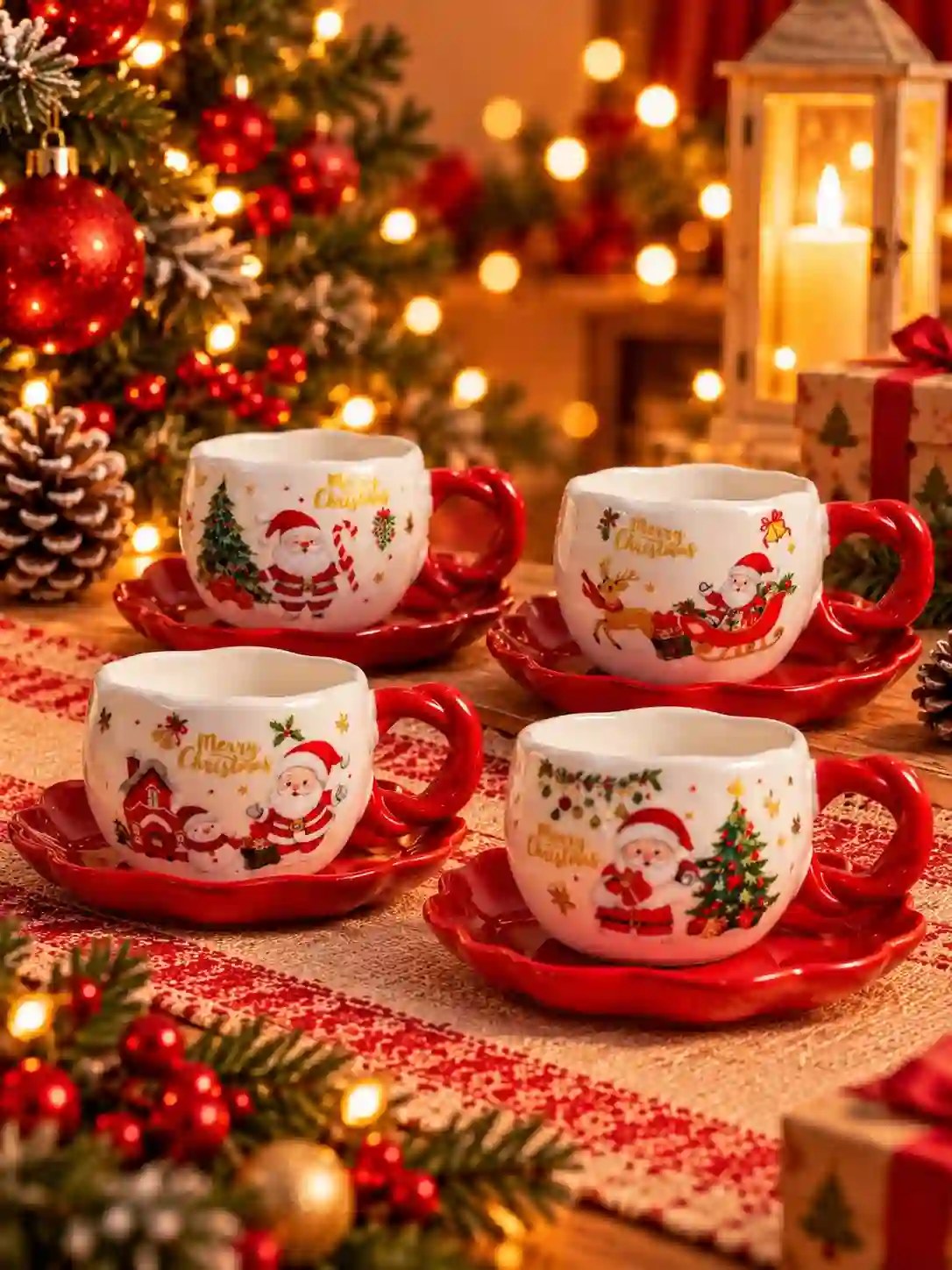 Christmas Cup with Saucer & Spoon
