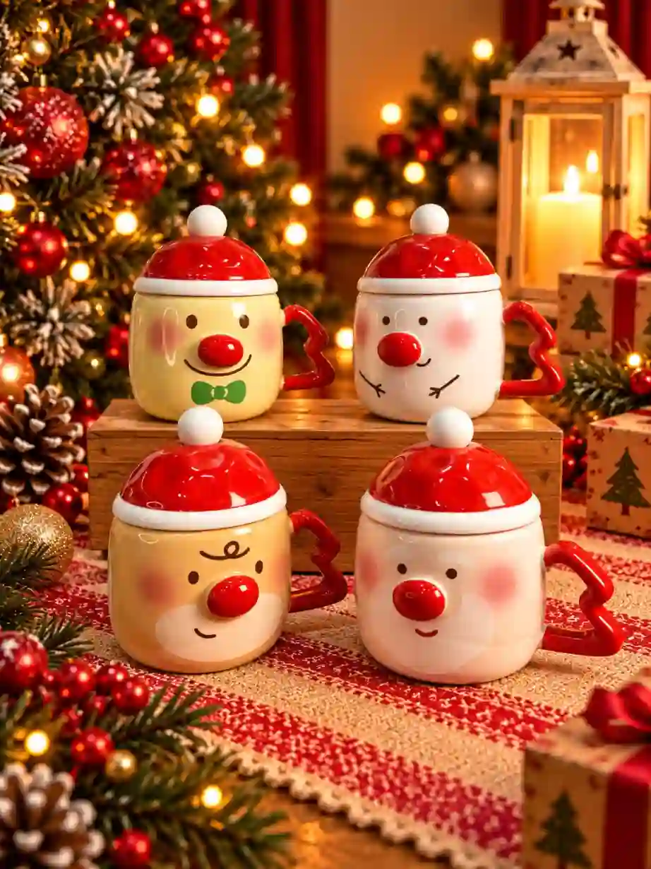 Christmas Character Mug with Lid & Spoon