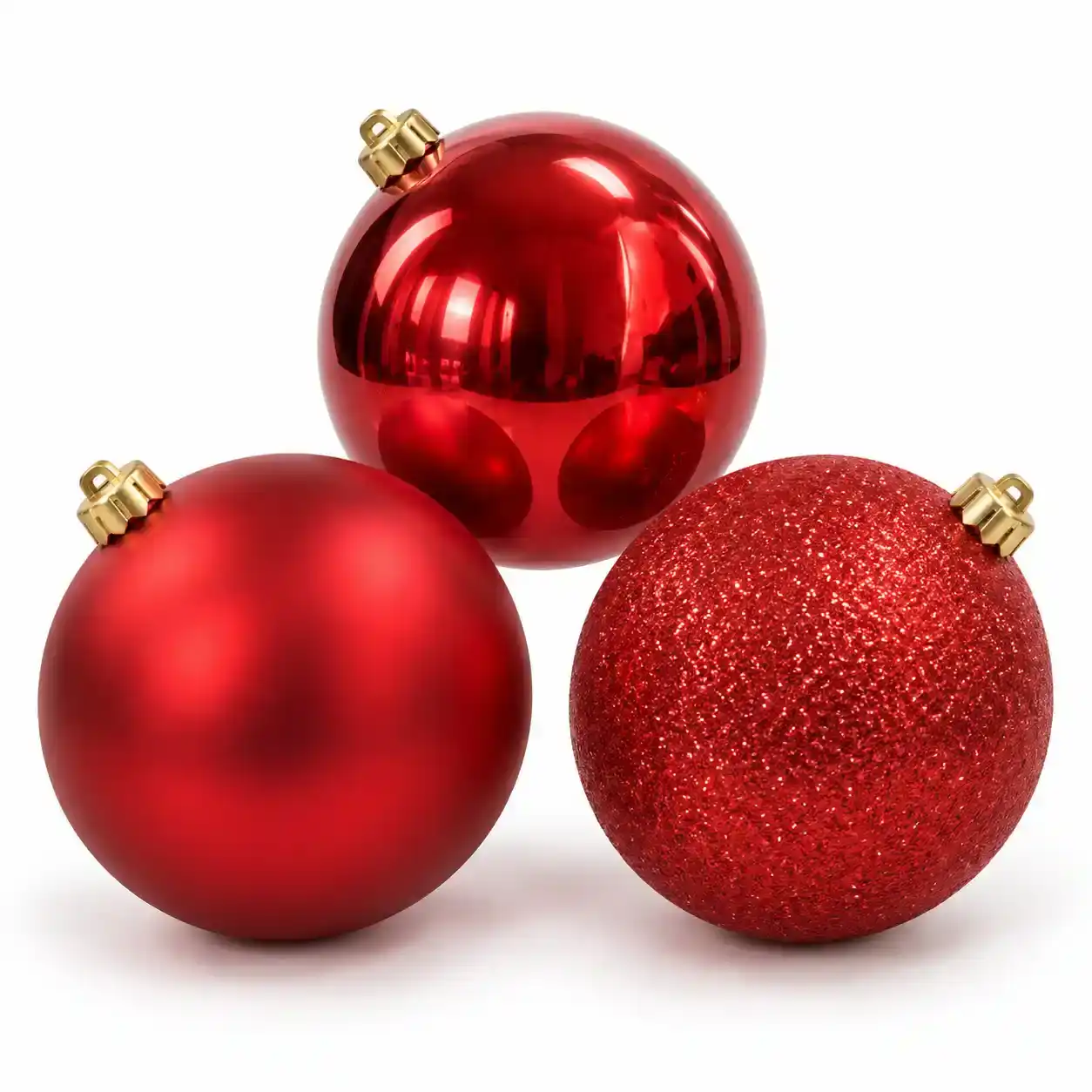 Mixed-Finish Christmas Baubles / Christmas Balls – 3 Pieces, 15 cm