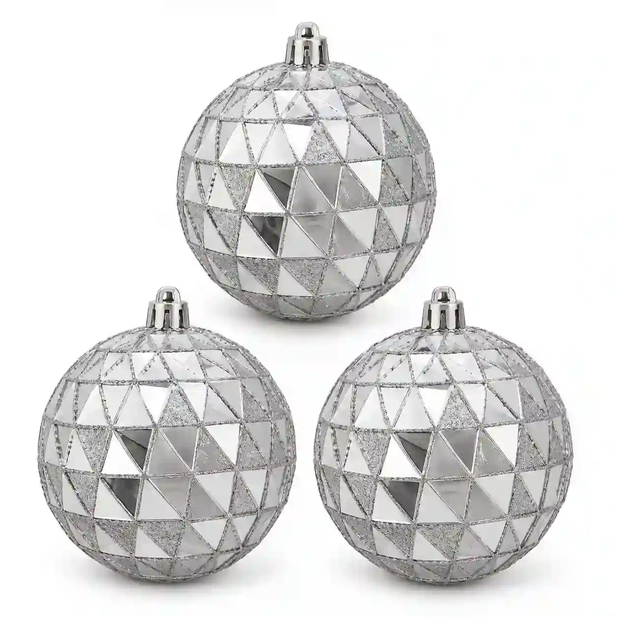 Faceted Christmas Baubles – 3 Pieces, 12 cm / Christmas Balls
